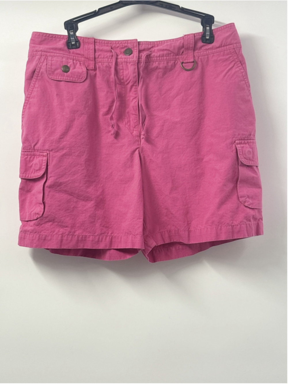 Jones New York Sport Pink Cargo Shorts Size 12 Y2K Utility Drawstring Hot Pink